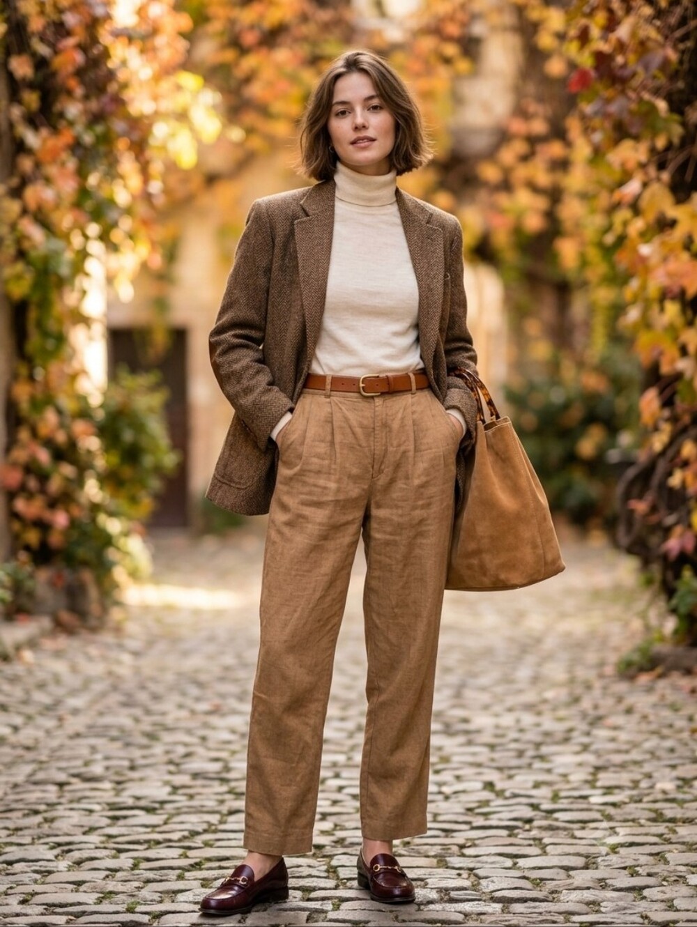 Vintage Linen Feel High Rise Pleated Trousers Old Money Quiet Luxury Pants